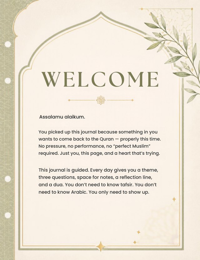 Welcome page — Assalamu alaikum